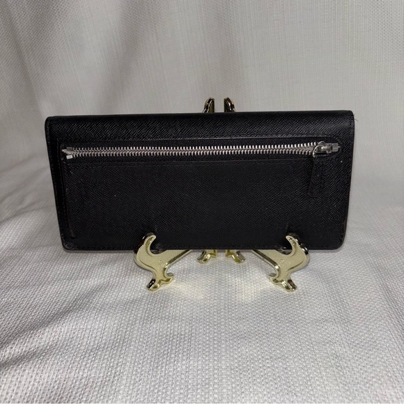 Michael Kors Two-Tone Wallet Saffiano Leather Gray Black - Picture 3 of 9